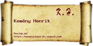 Kemény Henrik névjegykártya